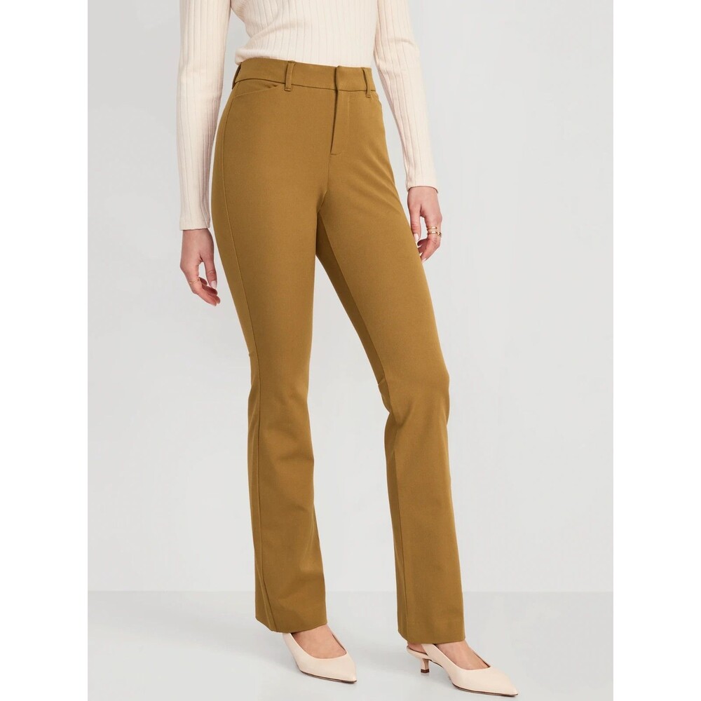 Old Navy High Rise Pixie Flare Pants Womens 6 Brown Stretch Career NEW